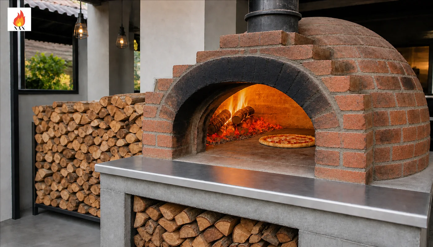 Lò nướng pizza sử dụng củi xẻ sấy khô